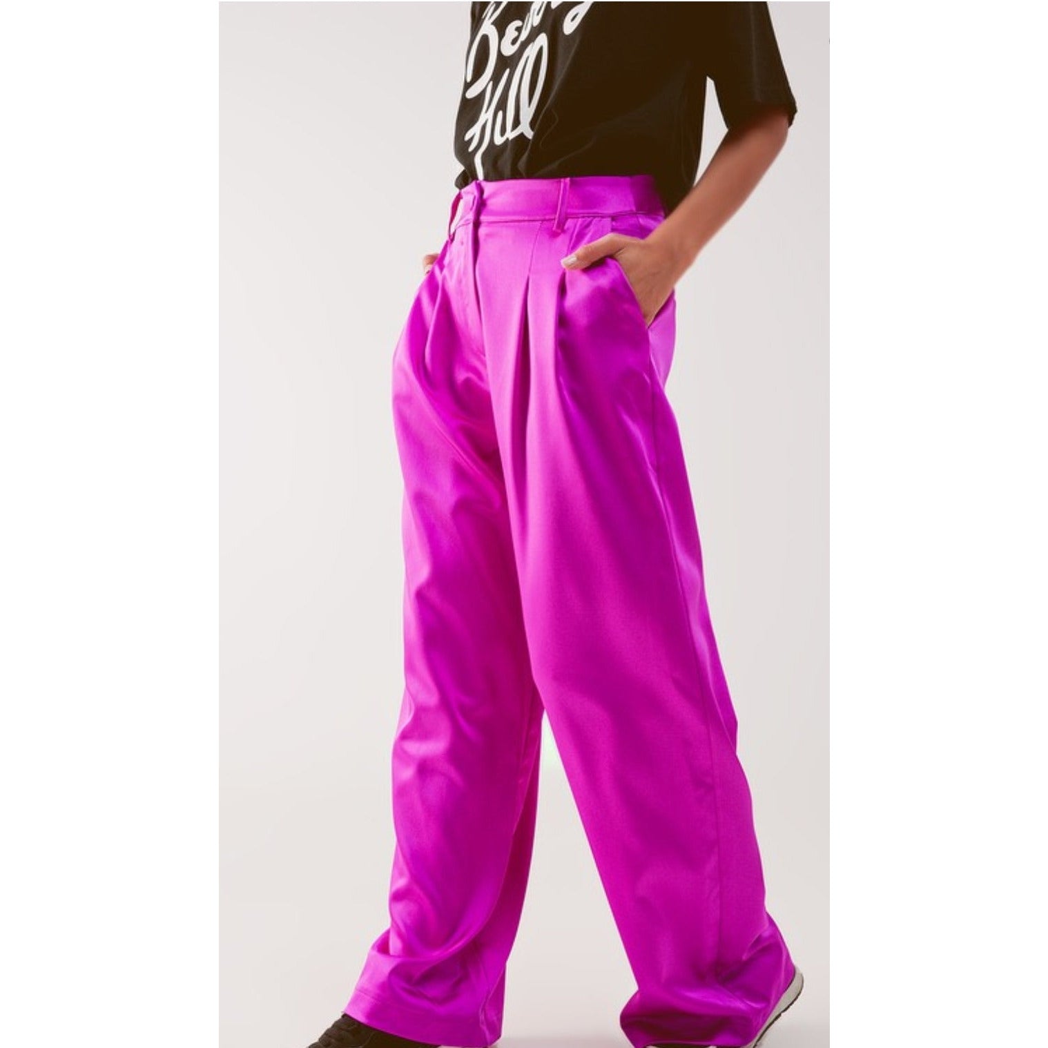 AUTHENTIC Pleated Rayon Trousers ~ Magenta - non-european® 2024
