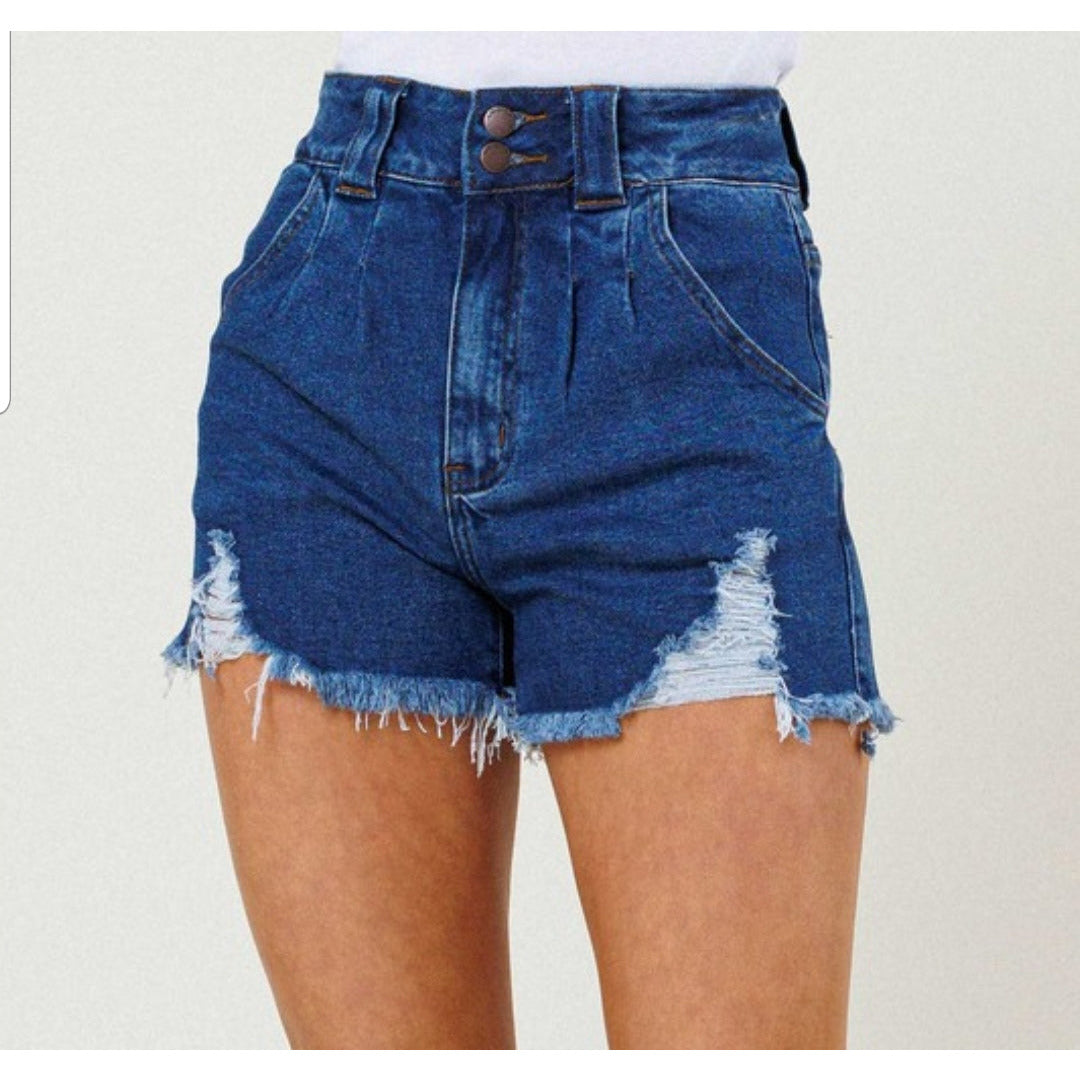 •Vibrant High Waisted Denim Shorts•