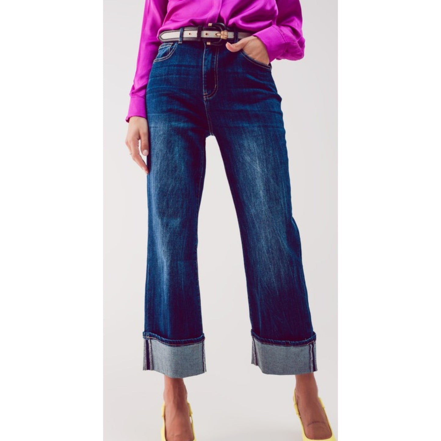 •Turn Up Hem Straight Leg Jean•