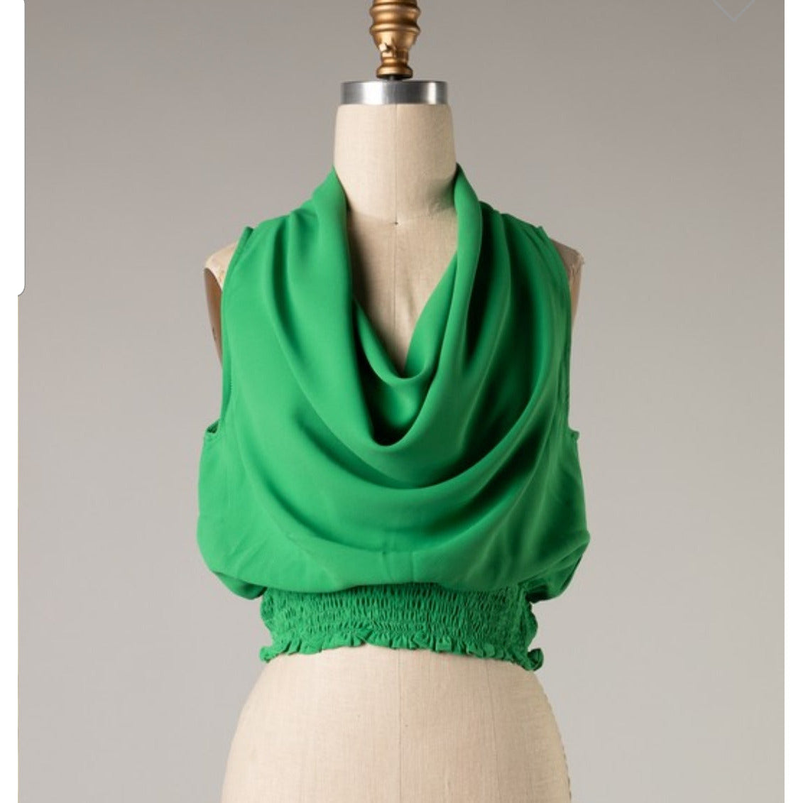 •Kelly Green Cowl Neck Top•