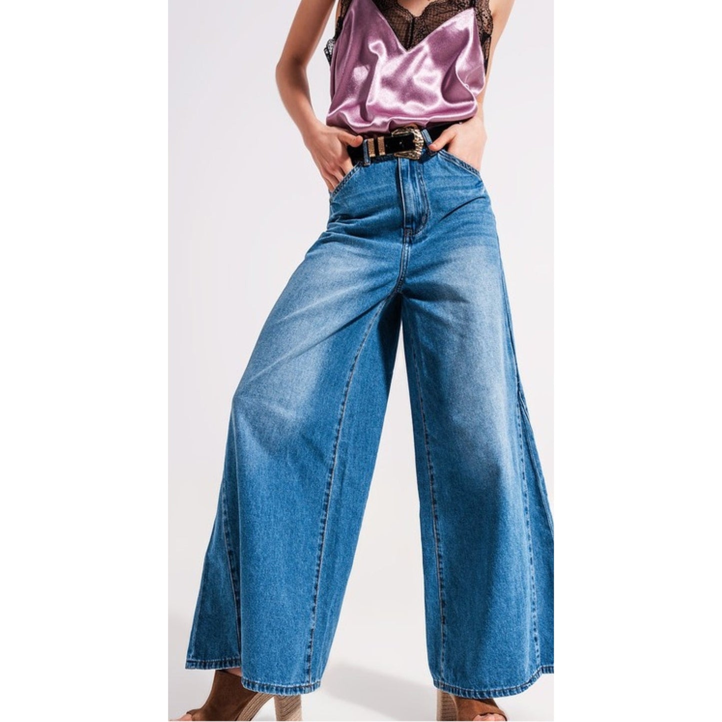 MidWash BlueWide Leg Jean